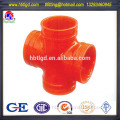 FM approved ductile iron painted roll grooved fittings grooved cross